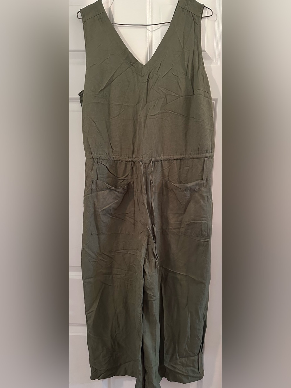 Old Navy Olive Green V-Neck Utility Jumpsuit